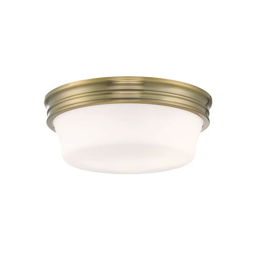 Atlas Lighting Galen 14'' Wide 3Lt Flush Mount, Antique Brass/White - CL11455-BS