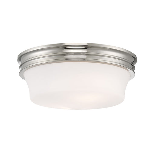 Atlas Lighting Galen 14''W 3Lt Flush Mount, Polished Nickel/White