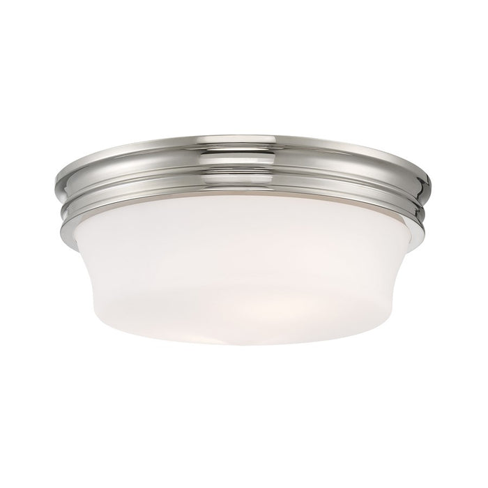 Atlas Lighting Galen 14''W 3Lt Flush Mount, Polished Nickel/White