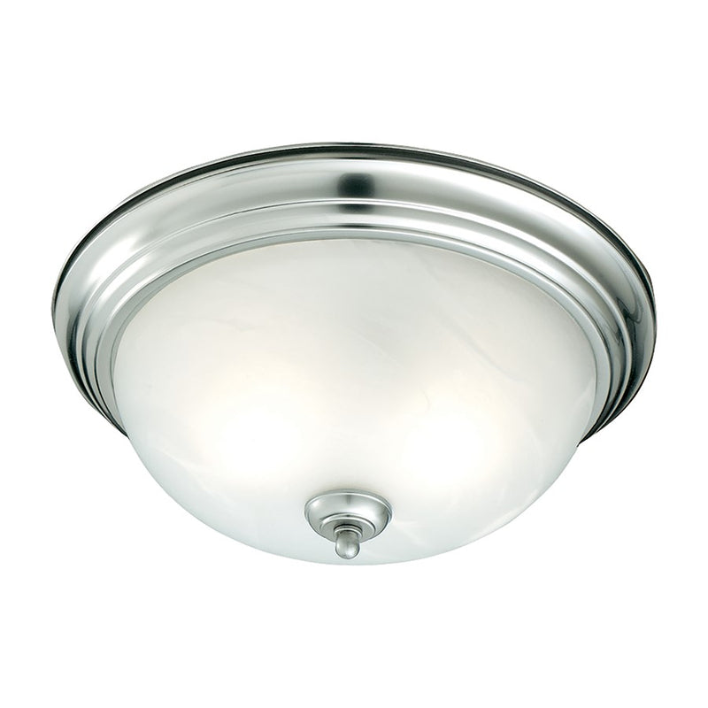 Atlas Lighting Harmony 12in 1-Light Flush Mount | Traditional Brushed Nickel and White Frosted Glass | Kitchen & Dining Room | Model CL11458-SV