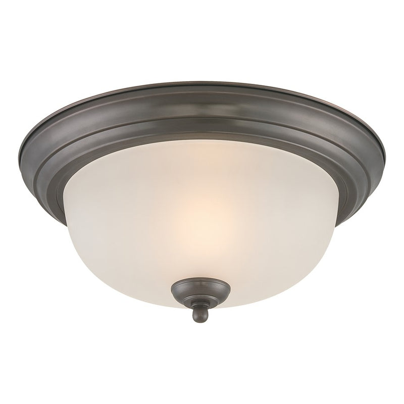 Atlas Lighting Harmony 12in 1-Light Flush Mount | Traditional Painted Bronze and White Frosted Glass | Kitchen & Dining Room | Model CL11459-BZ