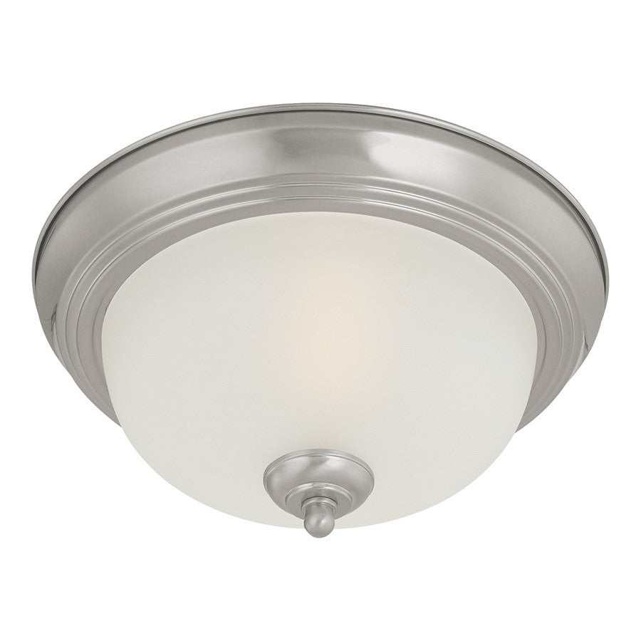 Atlas Lighting Harmony 12'' Wide 1Lt Flush Mount, Nickel/White