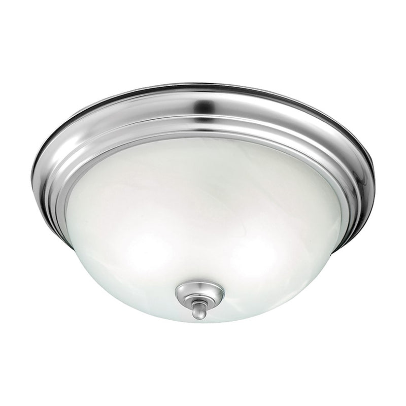Atlas Lighting Harmony 14in 2-Light Flush Mount | Traditional Silver and White Alabaster Glass | Bedroom & Hallway Ceiling Light | Model CL11460-SV