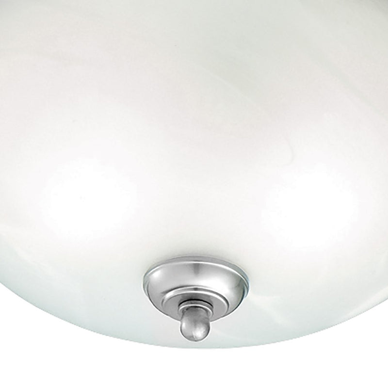 Atlas Lighting Harmony 14in 2-Light Flush Mount | Traditional Silver and White Alabaster Glass | Bedroom & Hallway Ceiling Light | Model CL11460-SV
