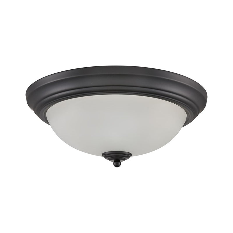 Atlas Lighting Helena 15in 3-Light Flush Mount | Traditional Black and White Frosted Glass | Bedroom & Hallway Ceiling Light | Model CL11464-BK