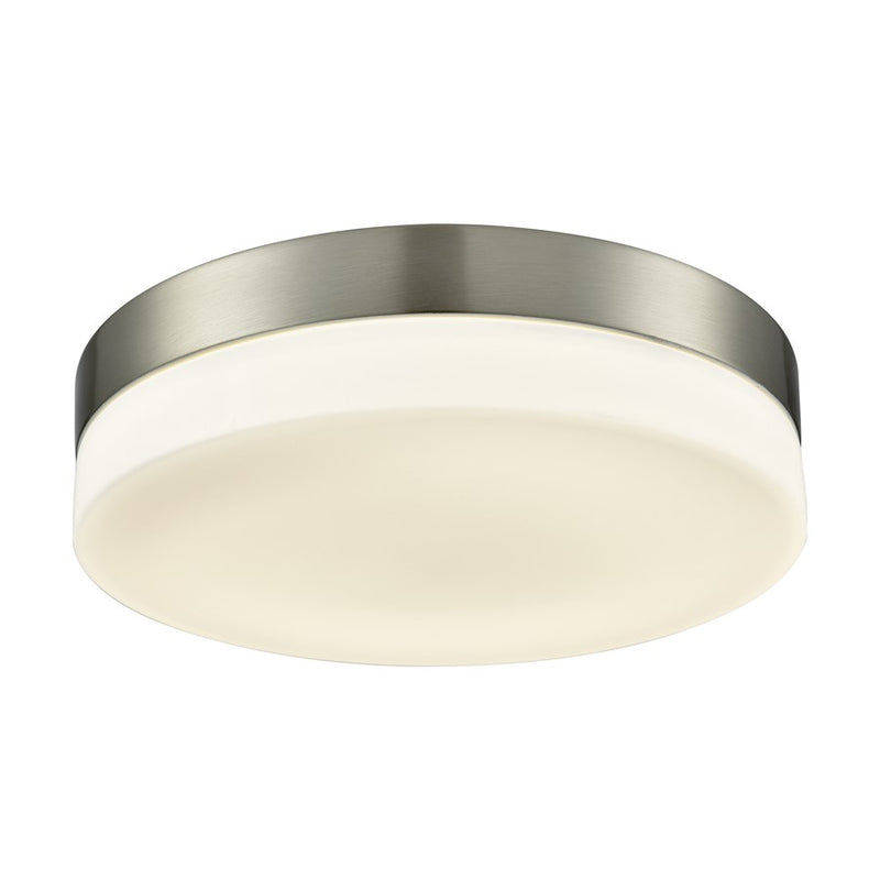 Atlas Lighting Holmby 11in 1-Light LED Flush Mount | Modern Satin Nickel and White Glass | Bedroom & Hallway Ceiling Light | Model CL11465-NK