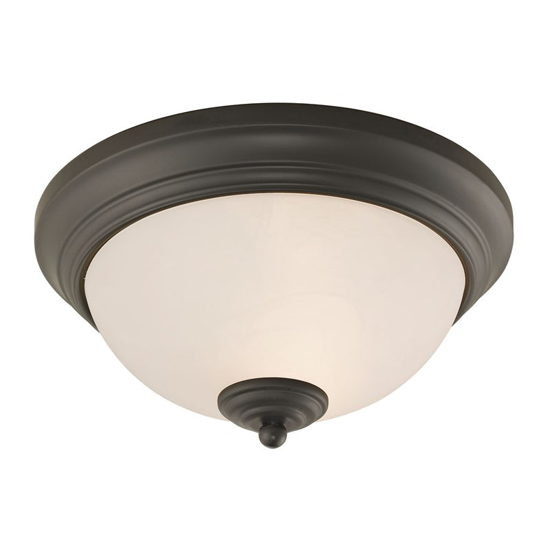 Atlas Lighting Huntington 11in 2-Light Flush Mount | Traditional Oil Rubbed Bronze and White Frosted Glass | Bedroom & Hallway | Model CL11466-BZ