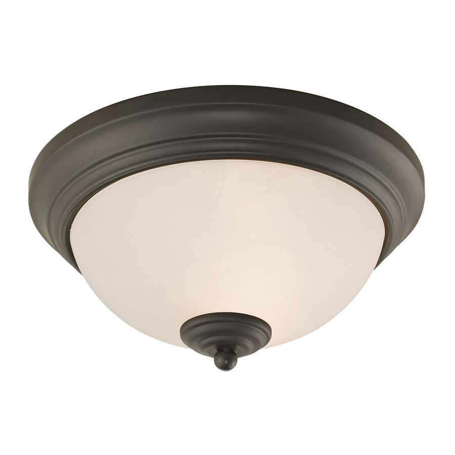 Atlas Lighting Huntington 11'' Wide 2Lt Flush Mount, Bronze/White