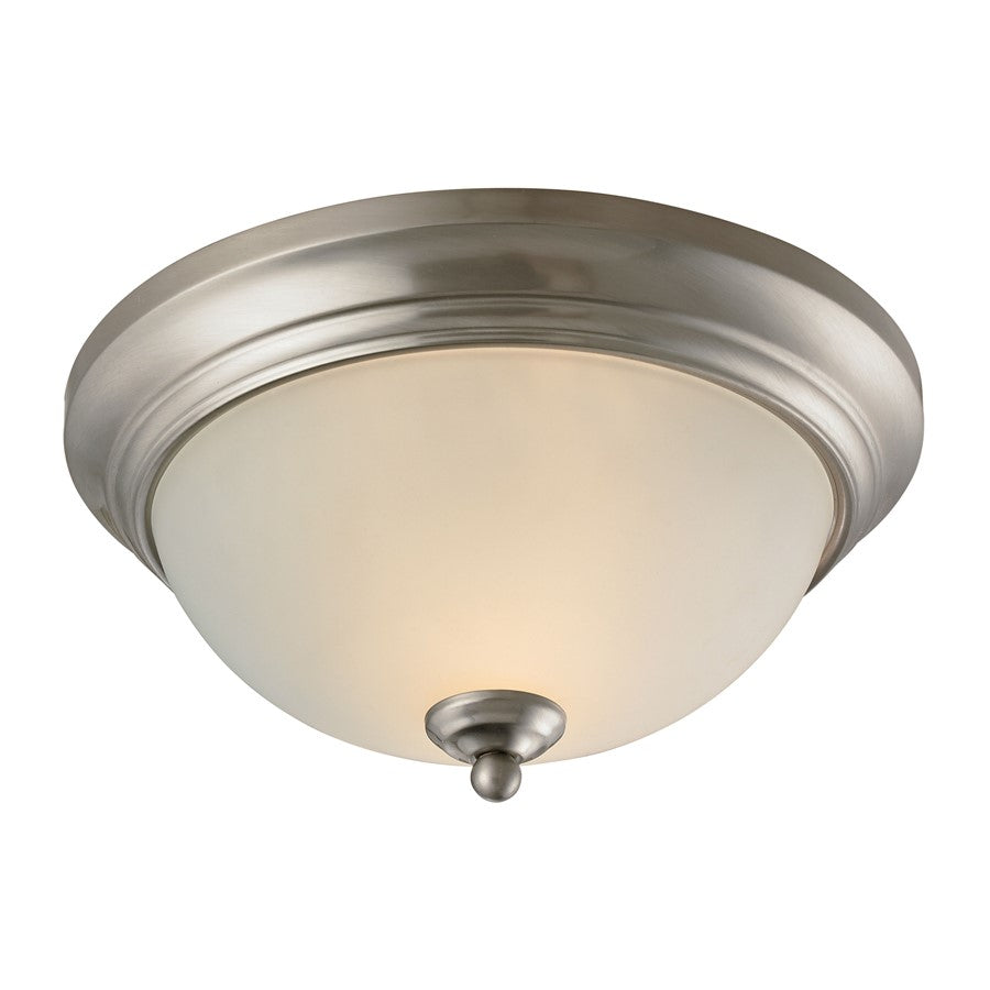 Atlas Lighting Huntington 11'' Wide 2Lt Flush Mount, Nickel/White