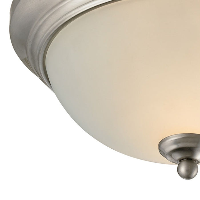 Atlas Lighting Huntington 11'' Wide 2Lt Flush Mount, Nickel/White