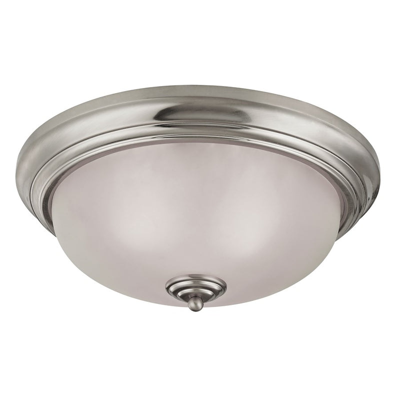 Atlas Lighting Huntington 15in 3-Light Flush Mount | Traditional Brushed Nickel and White Frosted Glass | Bedroom & Hallway | Model CL11468-NK