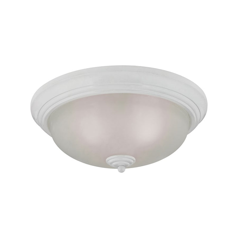 Atlas Lighting Huntington 15in 3-Light Flush Mount | Traditional White and White Glass | Bedroom & Hallway | 15 x 15 x 6 in | Model CL11470-WH