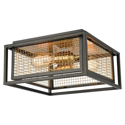 Atlas Lighting Jarvis 12'' Wide 2Lt Flush Mount, Matte Black/Brass