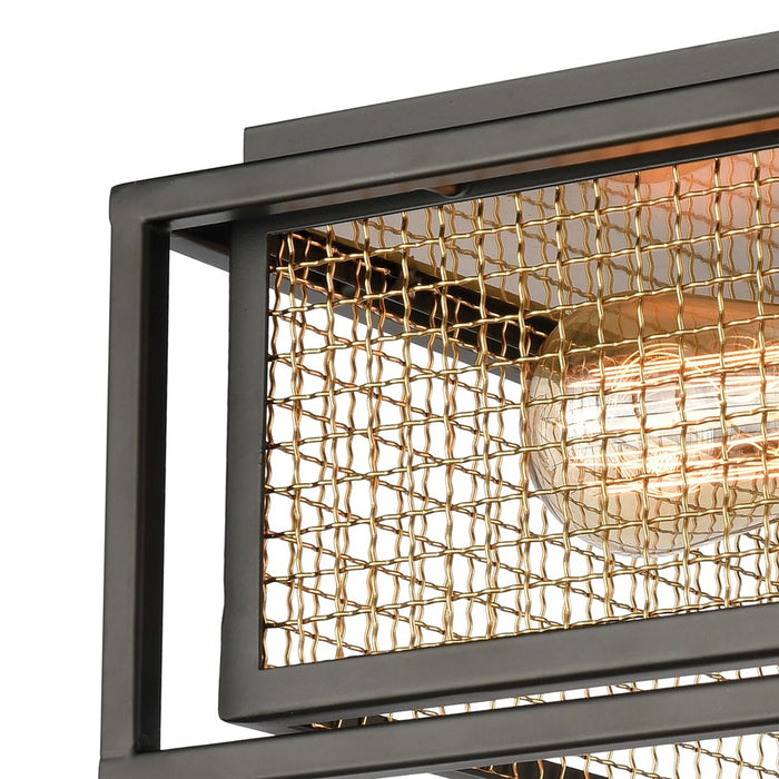Atlas Lighting Jarvis 12'' Wide 2Lt Flush Mount, Matte Black/Brass