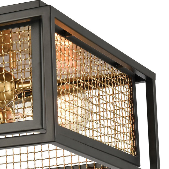 Atlas Lighting Jarvis 12'' Wide 2Lt Flush Mount, Matte Black/Brass