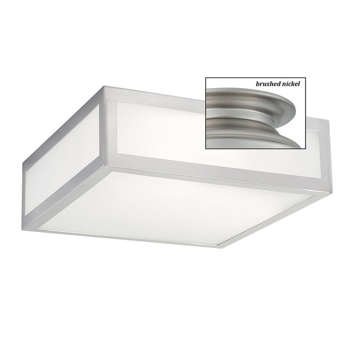 Atlas Lighting Kaset 15''W 2Lt Flush Mount, Brushed Nickel/White