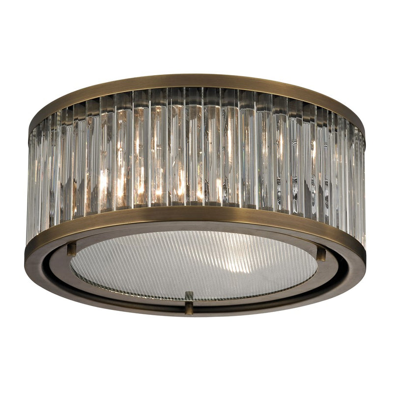 Atlas Lighting Linden Manor 12'' Wide 2Lt Flush Mount, Brass/Clear
