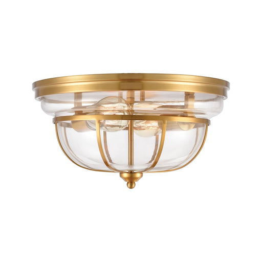 Atlas Lighting Manhattan Boutique 13''W 2Lt Flush, Brass/Clear