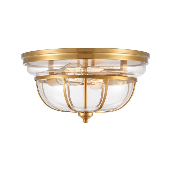 Atlas Lighting Manhattan Boutique 13''W 2Lt Flush, Brass/Clear