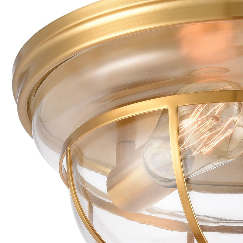 Atlas Lighting Manhattan Boutique 13''W 2Lt Flush, Brass/Clear