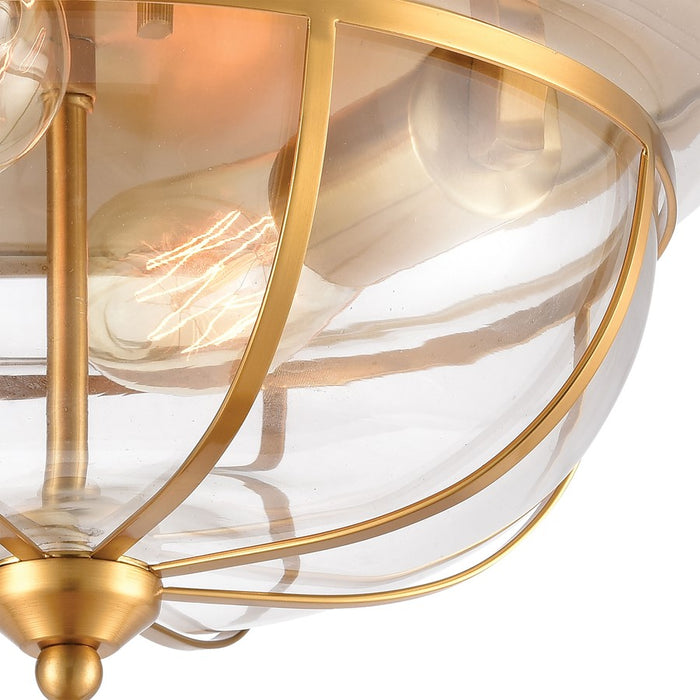 Atlas Lighting Manhattan Boutique 13''W 2Lt Flush, Brass/Clear