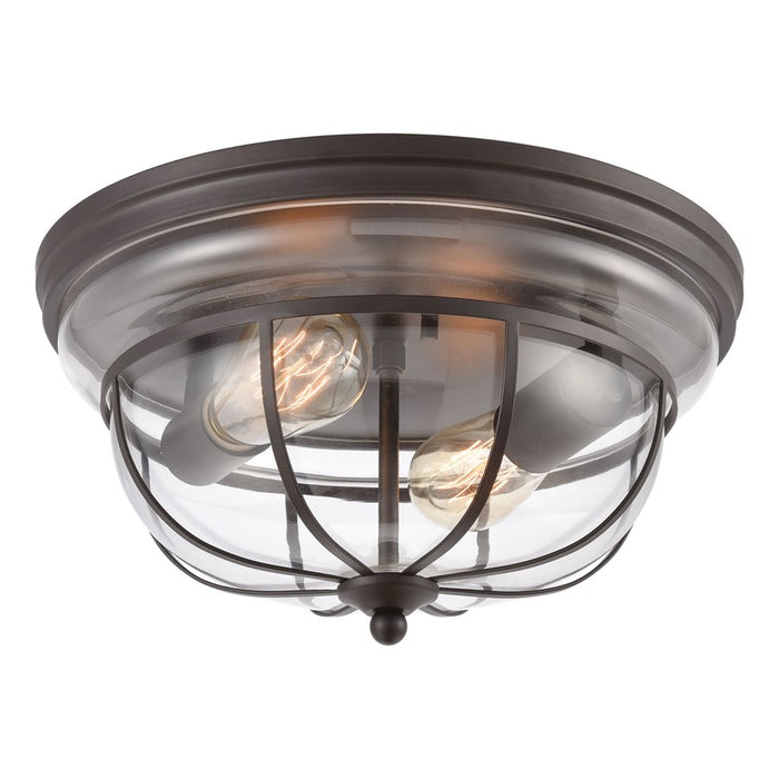 Atlas Lighting Manhattan Boutique 13''W 2Lt Flush, Bronze/Clear