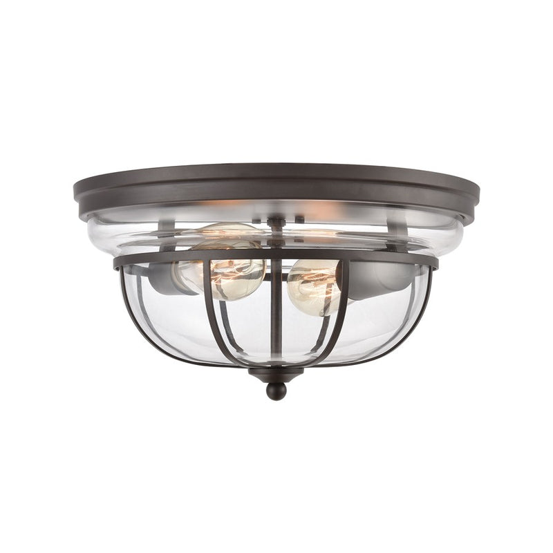 Atlas Lighting Manhattan Boutique 13''W 2Lt Flush, Bronze/Clear