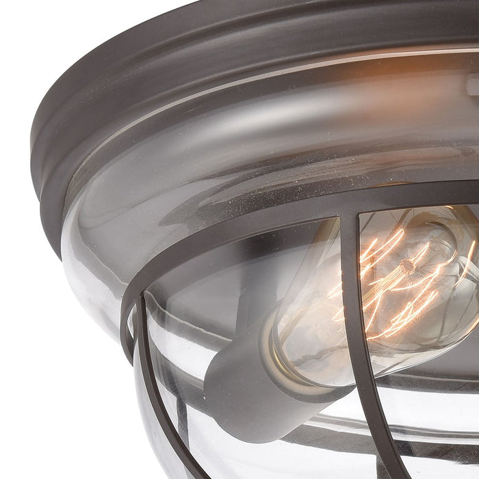 Atlas Lighting Manhattan Boutique 13''W 2Lt Flush, Bronze/Clear