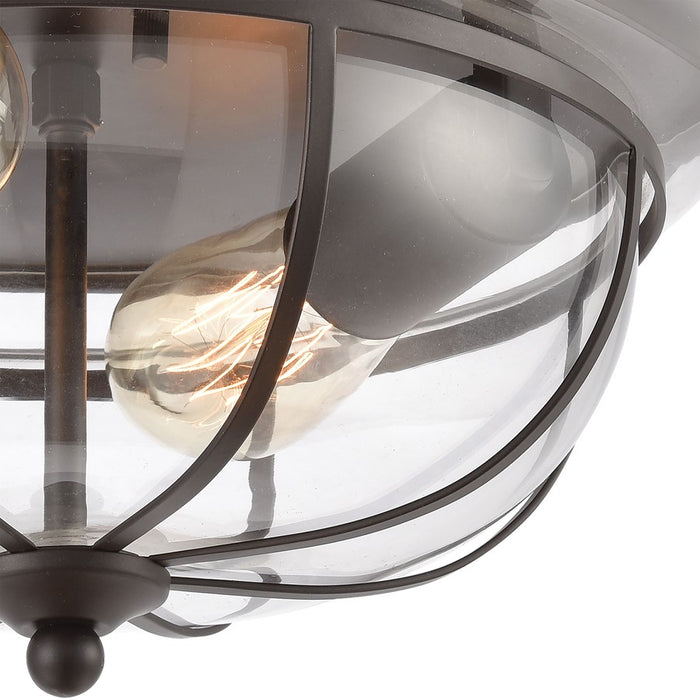 Atlas Lighting Manhattan Boutique 13''W 2Lt Flush, Bronze/Clear
