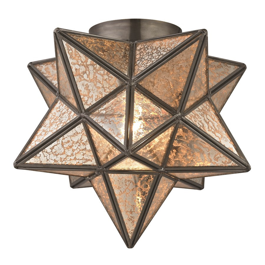 Atlas Lighting Moravian Star 11''W 1Lt Flush Mount, Bronze/Mercury