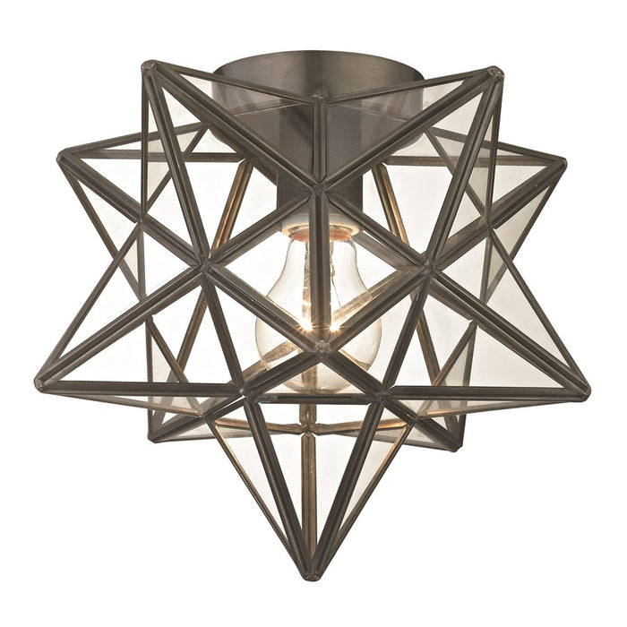 Atlas Lighting Moravian Star 11''W 1Lt Flush Mount, Bronze/Clear