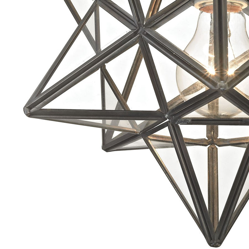 Atlas Lighting Moravian Star 11in 1-Light Flush Mount | Traditional Oil Rubbed Bronze and Clear Glass | Entryway & Hallway | Model CL11480-BZ1
