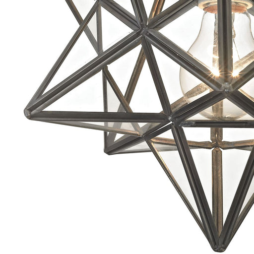 Atlas Lighting Moravian Star 11''W 1Lt Flush Mount, Bronze/Clear
