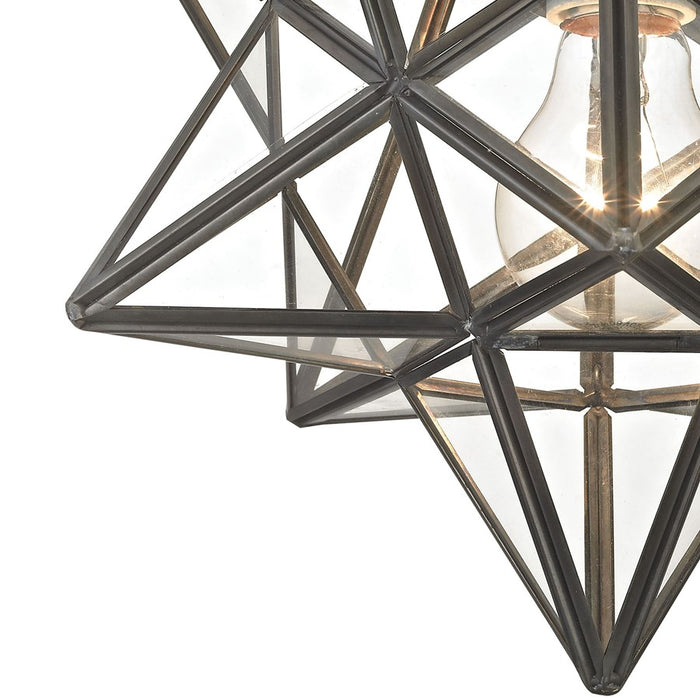 Atlas Lighting Moravian Star 11''W 1Lt Flush Mount, Bronze/Clear