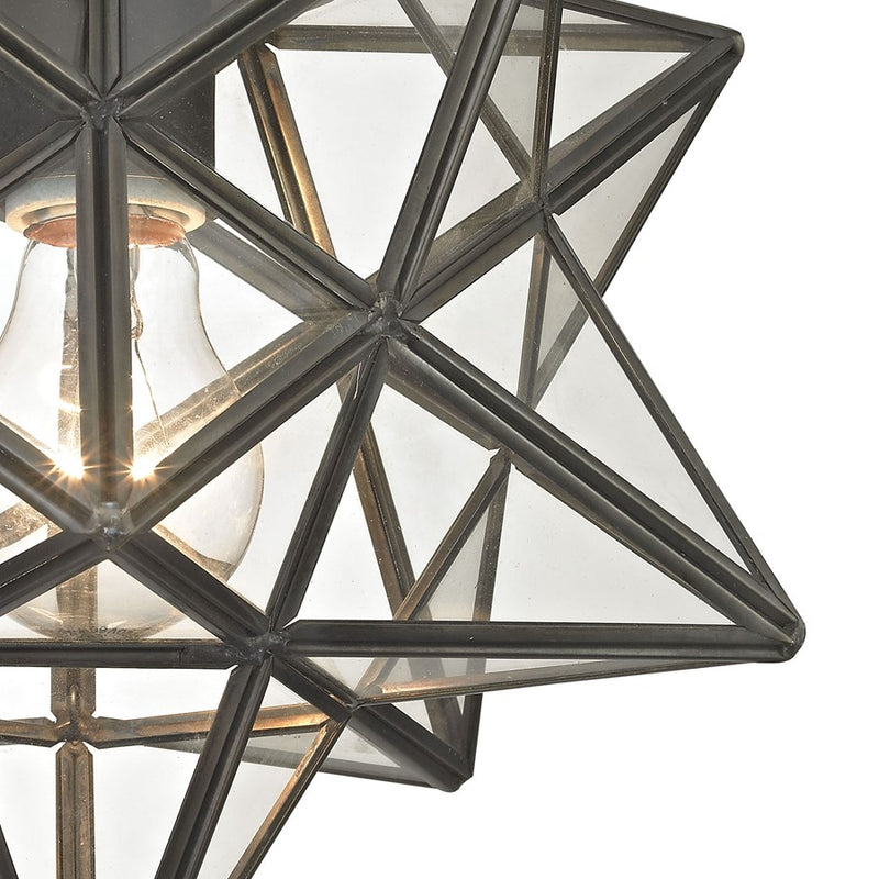 Atlas Lighting Moravian Star 11in 1-Light Flush Mount | Traditional Oil Rubbed Bronze and Clear Glass | Entryway & Hallway | Model CL11480-BZ1