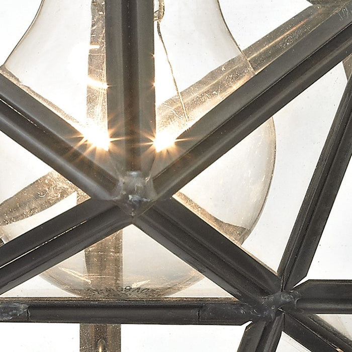 Atlas Lighting Moravian Star 11''W 1Lt Flush Mount, Bronze/Clear