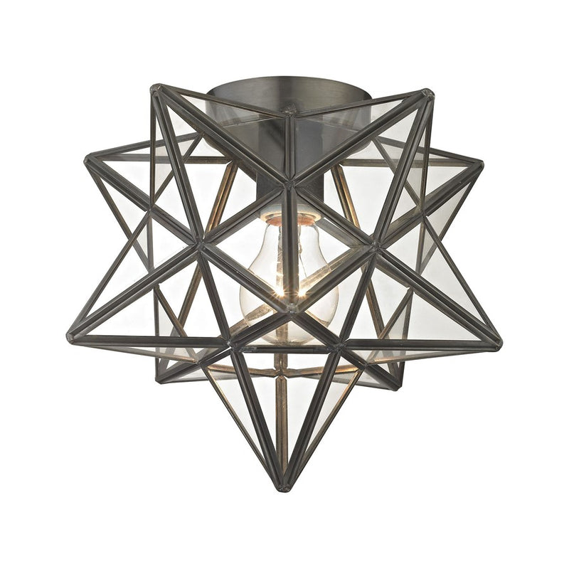 Atlas Lighting Moravian Star 11in 1-Light Flush Mount | Traditional Oil Rubbed Bronze and Clear Glass | Entryway & Hallway | Model CL11480-BZ1