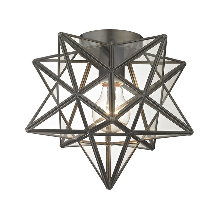 Atlas Lighting Moravian Star 11''W 1Lt Flush Mount, Bronze/Clear