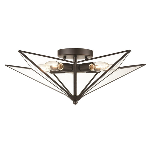 Atlas Lighting Moravian Star 21''W 5Lt Flush Mount, Bronze/Clear