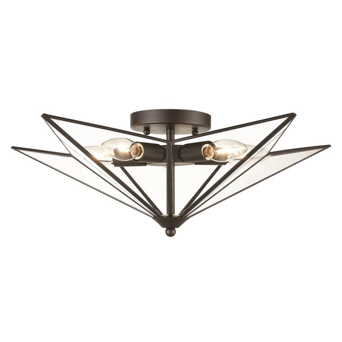 Atlas Lighting Moravian Star 21''W 5Lt Flush Mount, Bronze/Clear