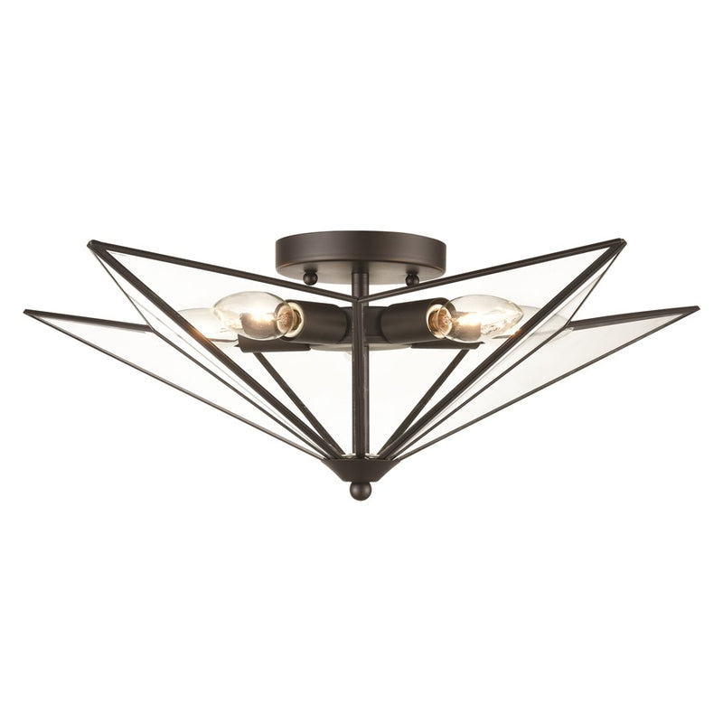Atlas Lighting Moravian Star 14in 5-Light Flush Mount | Transitional Oil Rubbed Bronze and Clear Glass | Entryway & Hallway | Model CL11481-BZ1