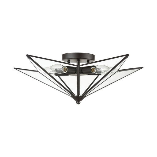 Atlas Lighting Moravian Star 21''W 5Lt Flush Mount, Bronze/Clear