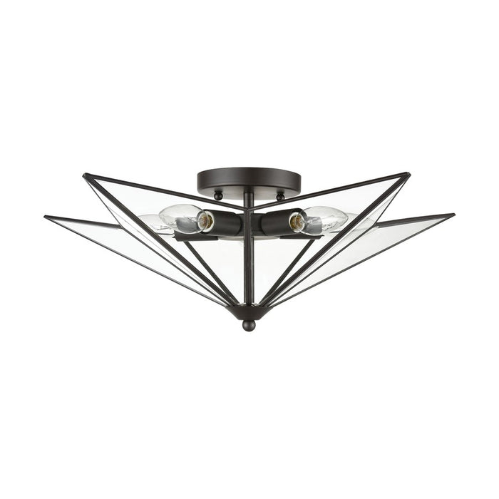 Atlas Lighting Moravian Star 21''W 5Lt Flush Mount, Bronze/Clear