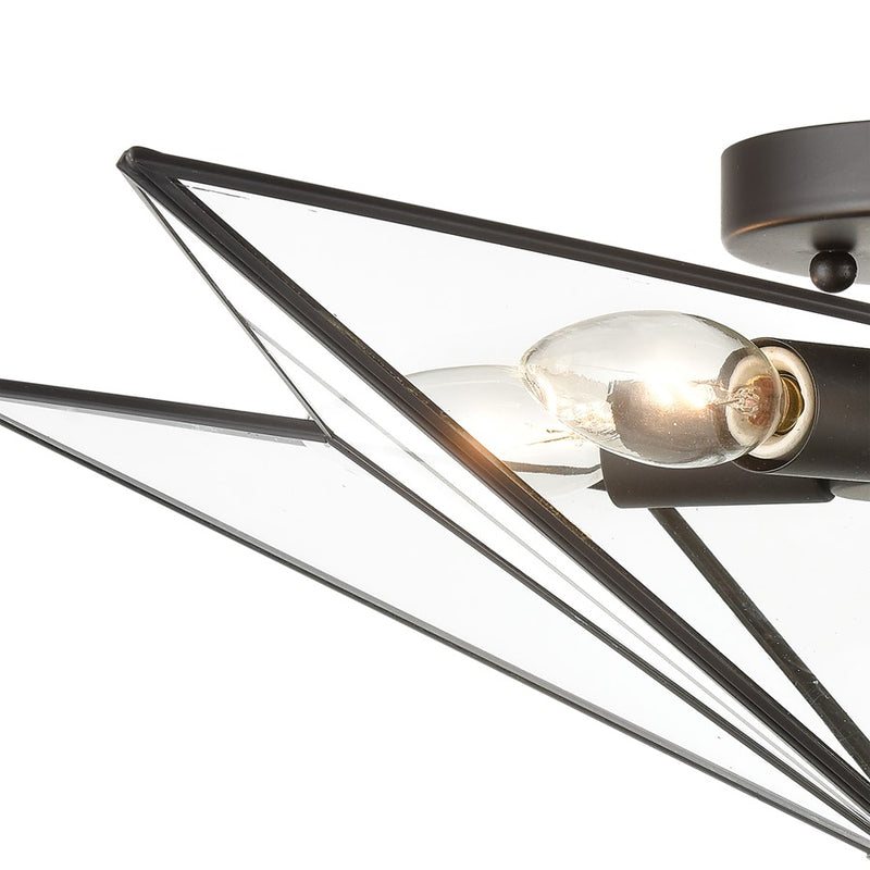 Atlas Lighting Moravian Star 14in 5-Light Flush Mount | Transitional Oil Rubbed Bronze and Clear Glass | Entryway & Hallway | Model CL11481-BZ1