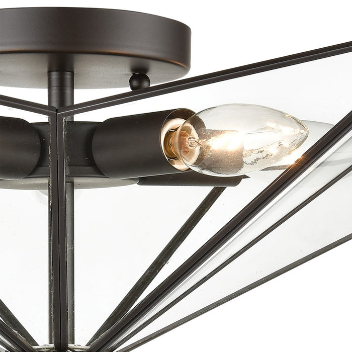 Atlas Lighting Moravian Star 21''W 5Lt Flush Mount, Bronze/Clear