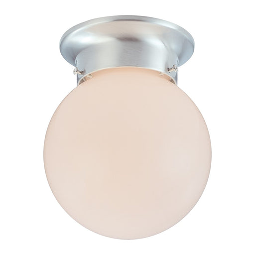 Atlas Lighting Orb 6'' Wide 1Lt Flush Mount, Brushed Nickel/White