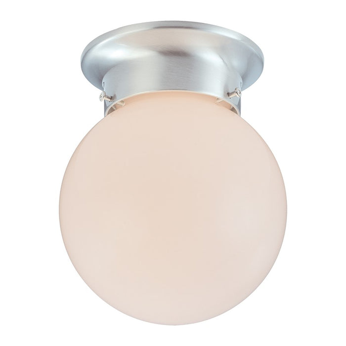 Atlas Lighting Orb 6'' Wide 1Lt Flush Mount, Brushed Nickel/White