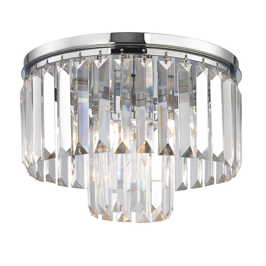 Atlas Lighting Palacial 12'' Wide 1Lt Flush Mount, Chrome/Clear