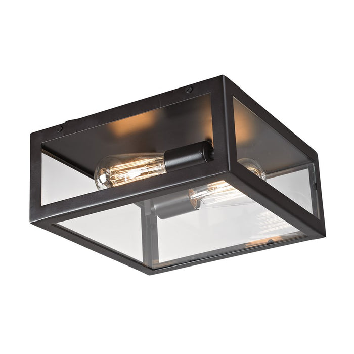 Atlas Lighting Parameters 12'' Wide 2Lt Flush Mount, Bronze/Clear