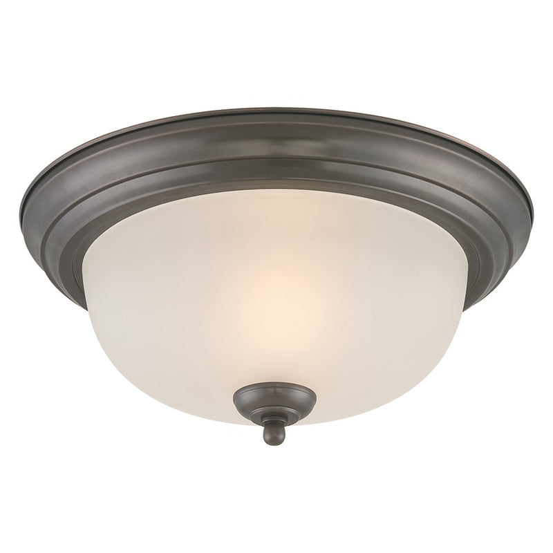 Atlas Lighting Pendenza 13in 2-Light Flush Mount | Transitional Oil Rubbed Bronze and Frosted Glass | Living Room & Bedroom | Model CL11488-BZ